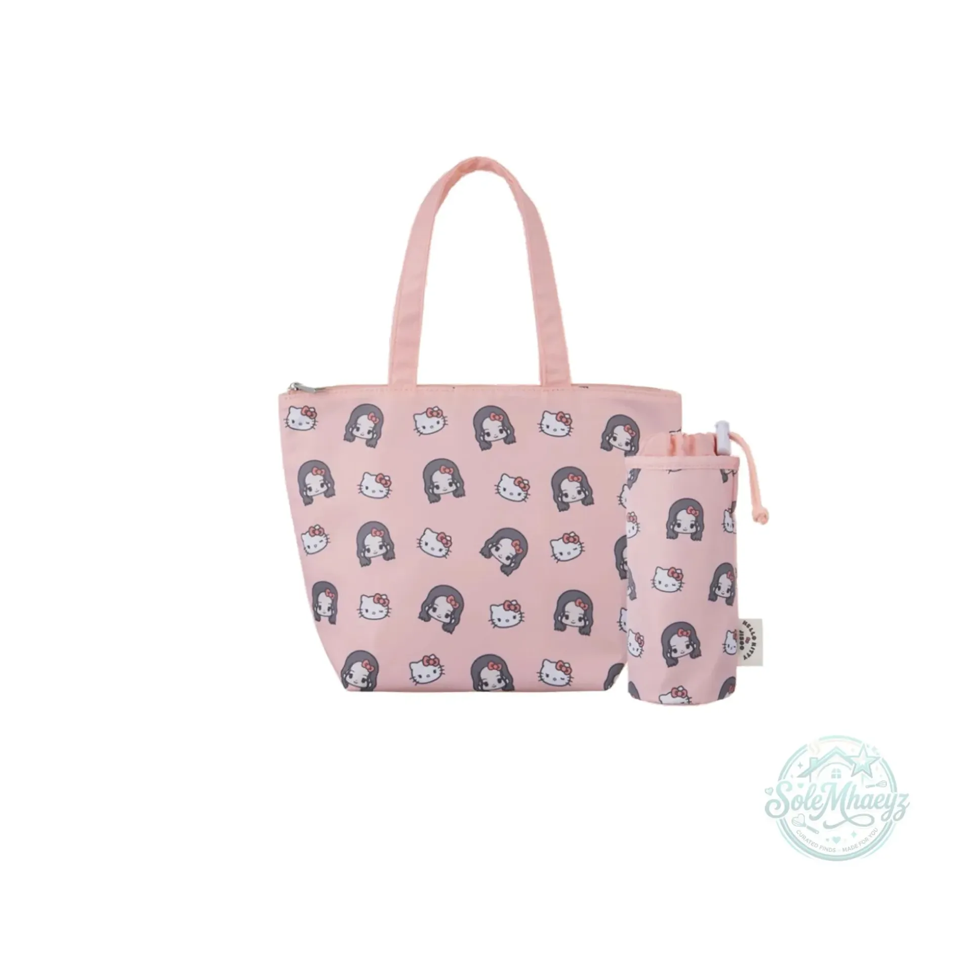 JISOO x Hello Kitty Thermal Lunch Kit – Insulated Pink Tote Bag with Matching Pouch | Kawaii Kit
